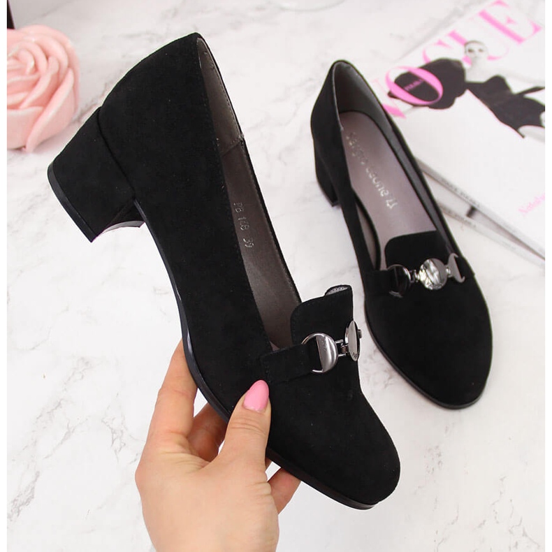 Sergio Leone fekete női cipő tömbbel 2