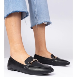 Fekete cipők arany dekorációval és cirkonnal 1