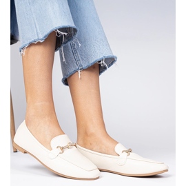 Bézs elegáns cipők arany dekorációval és cirkonokkal 2