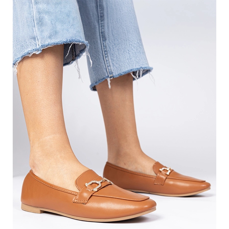 Barna, elegáns cipők cirkonokkal 1