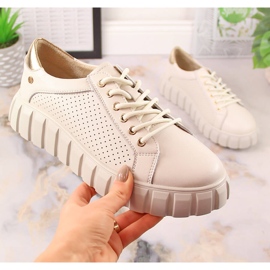 Bézs bőr női sportcipő Filippo DP4535 2