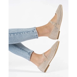 Bézs női balerinacipő cirkóniával 1