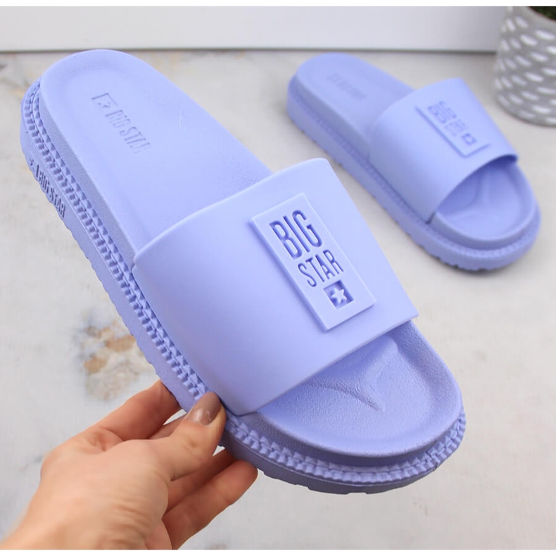 Női kék platform papucs Big Star LL274431 2