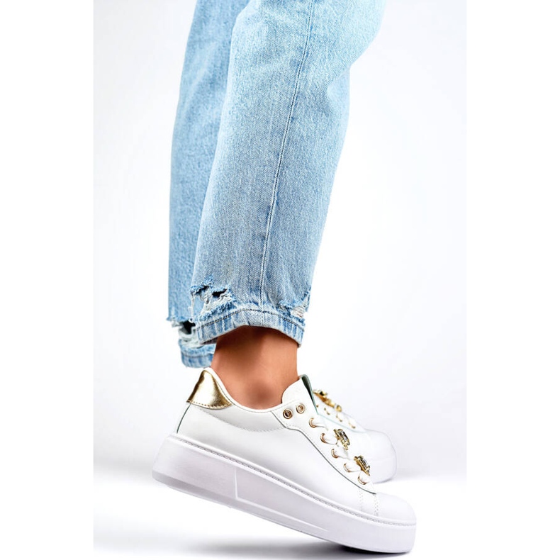 Női platform tornacipő díszítéssel, fehér EV392-1GO 2