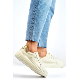 Női bőr sportcipő platformon, bézs GD-RS2007BE 2