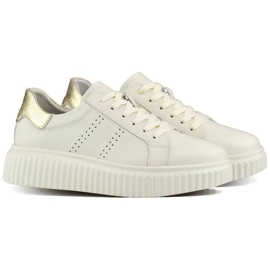 Női bőr sportcipő platformon, bézs GD-RS2007BE 1