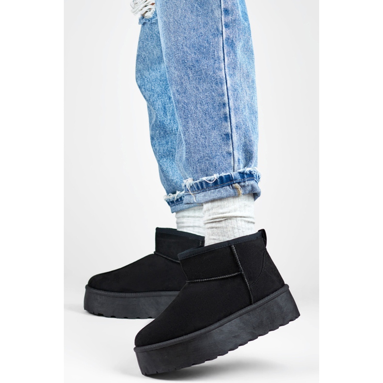 Női mukluk hócsizma vastag talppal, fekete 2818B 1