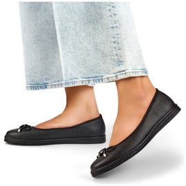 Női kényelmes fekete balettlapos masnival GD-XR392A-B 1