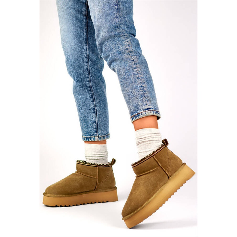 Női bőrcsizma, velúr barna hócsizma YU9001KH 2