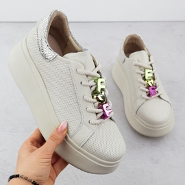 Filippo 6793 bőrbőr cipő perforált a peronon bézs 1