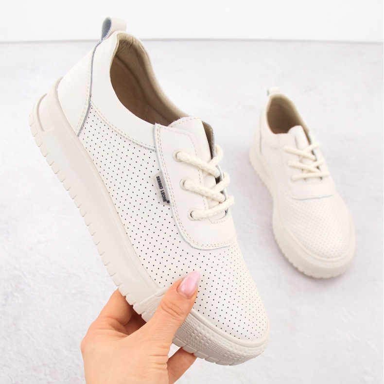 Bézs bőr bőr sportcipő Sergio Leone SP-102 1