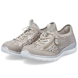 Női cipő kényelmes nyitott bézs ezüsttel bevont Rieker L32P6-90 1