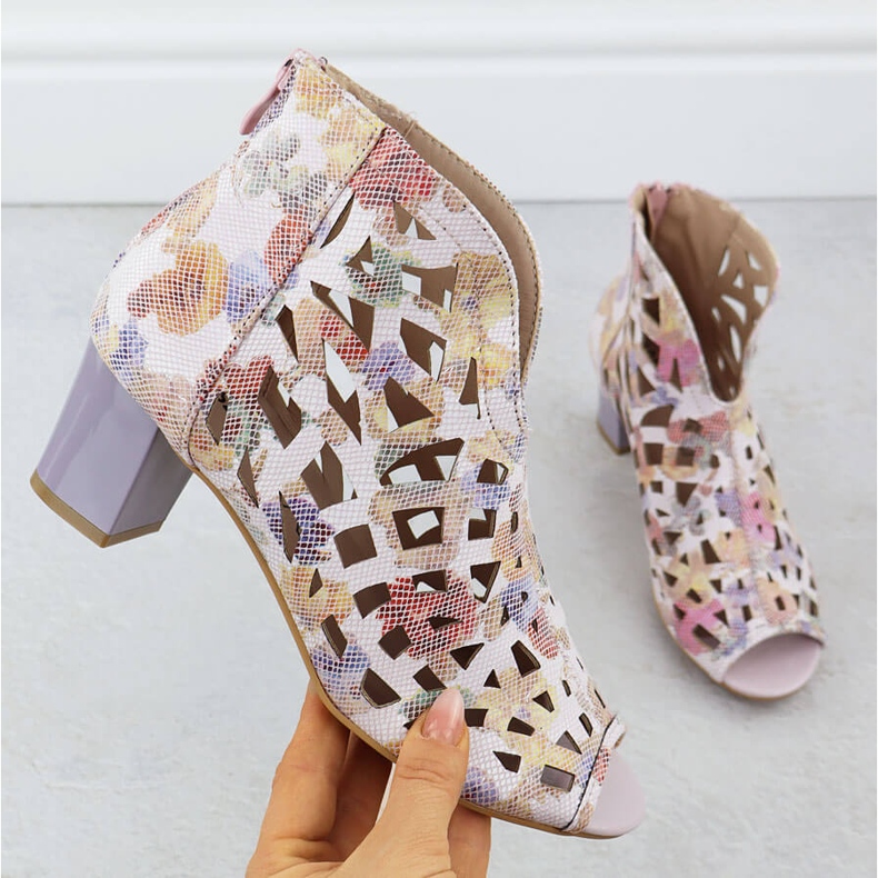 Női nyitott nyitott lábujj csizma virágokkal M. daszyński mr1954-15 rózsaszín 1 Női nyitott nyitott lábujj csizma virágokkal M. daszyński mr1954-15 rózsaszín 1