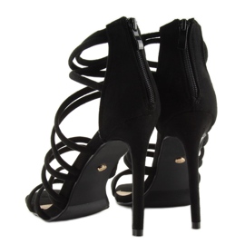 Fekete LE039 fekete szandál magas sarkon 2