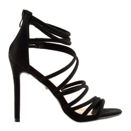 Fekete LE039 fekete szandál magas sarkon 1