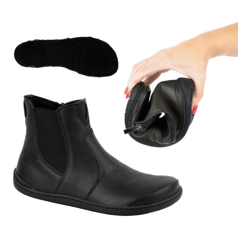 Olivier Női mezítlábas Chelsea csizma cipzárral, szigetelt 1263, fekete 8