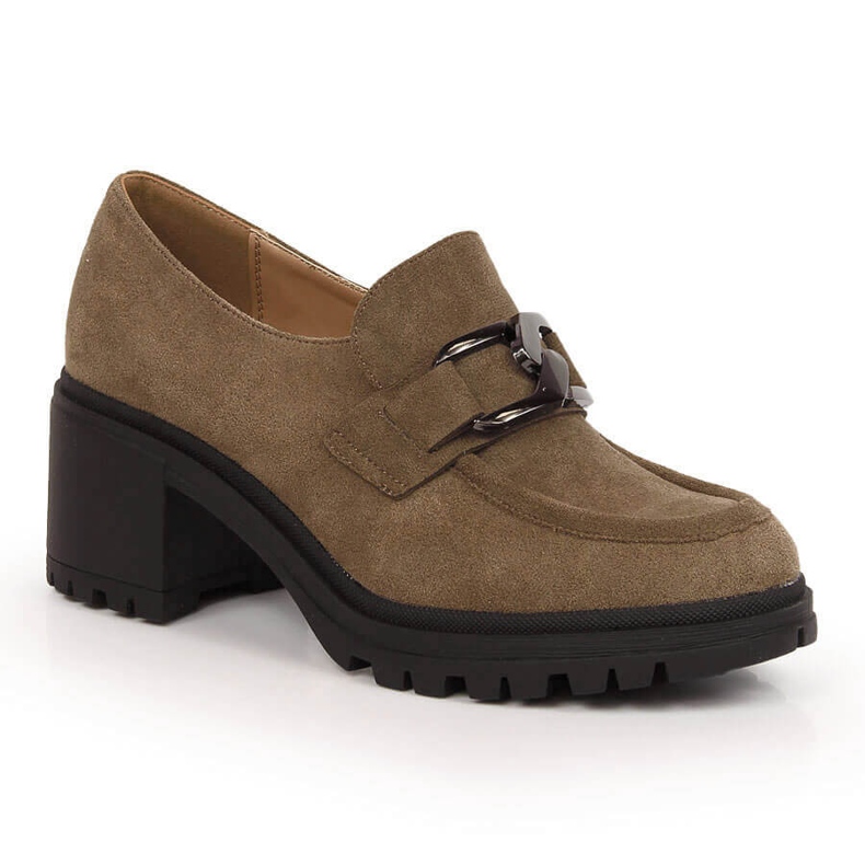 Barna velúr magassarkú Vinceza 10921 lánccal 2