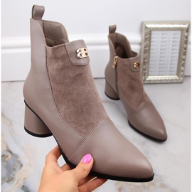 Női bézs magas sarkú csizma D&amp;A S.Barski Premium Collection MR870-96 2