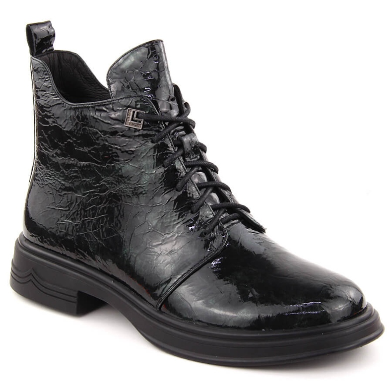 Női lakkbőr bokacsizma zöld D&amp;A S.Barski Premium Collection LZ42-042 1