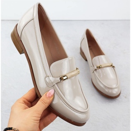 Női alacsonyan meggyógyult lakkozott bézs potocki sz12065 cipő 1