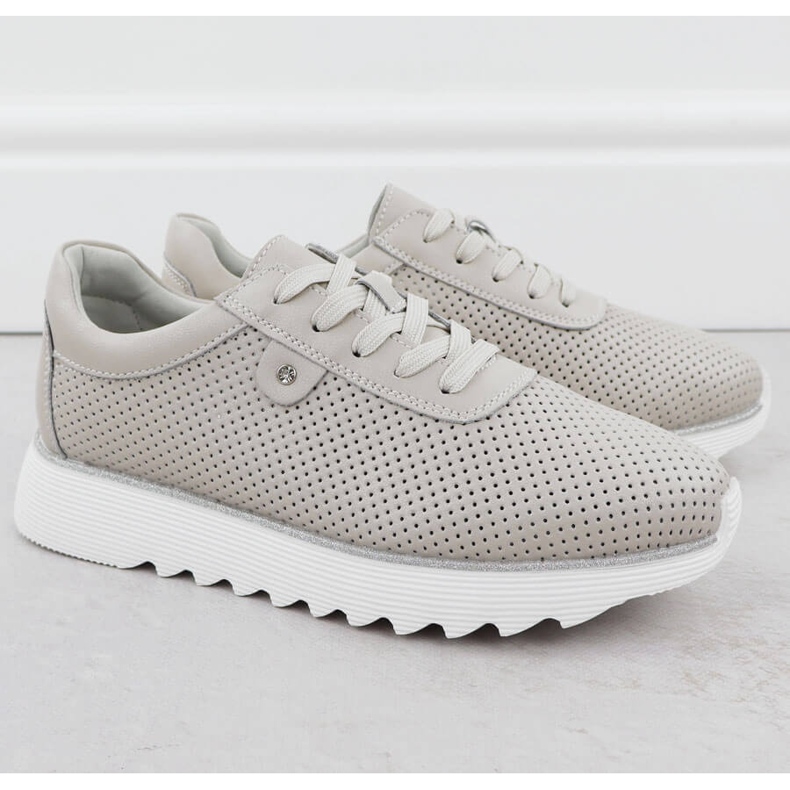 S.Barski Női bőrcipő a nyílt munkaplatformon Bézs S. Barski LR51-629 2