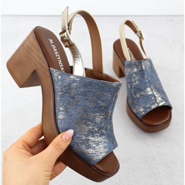 M. DASZYŃSKI Női szandál az oszlopon, aranyozott M. Dasyński MR23126-7 kék 1