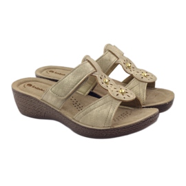 Arany Inblu GL086 tépőzáras papucs sárga barna 4