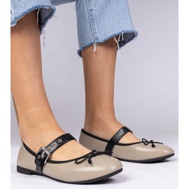 Sötét bézs női balerinák íj 1