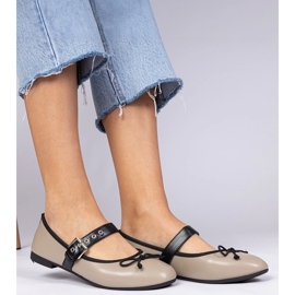 Sötét bézs női balerinák íj 2