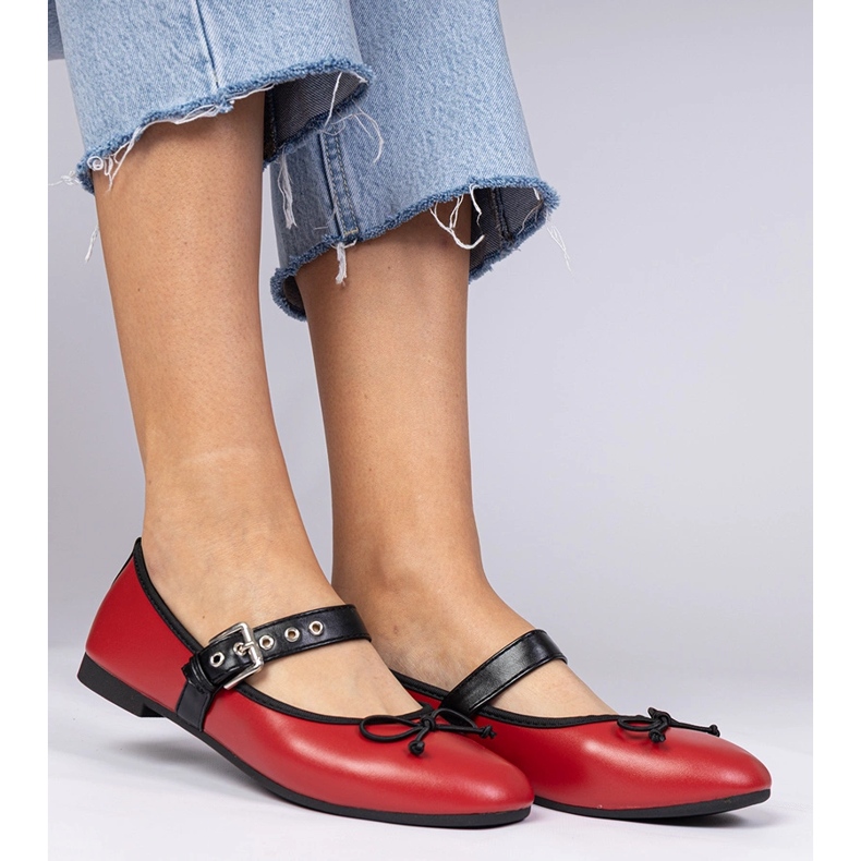 Vörös női balerinák íj piros 1