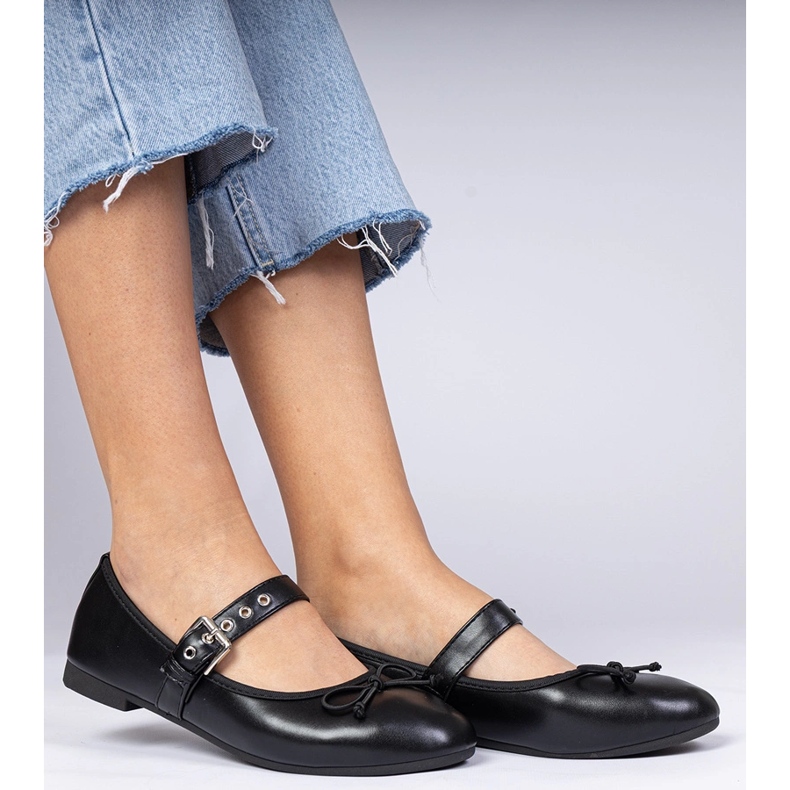 Fekete női balerinák íj 1