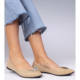 Arany női csillogó balerinák pillangóval aranysárga 2