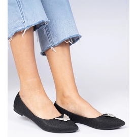 Fekete női csillogó balerinák pillangóval 1