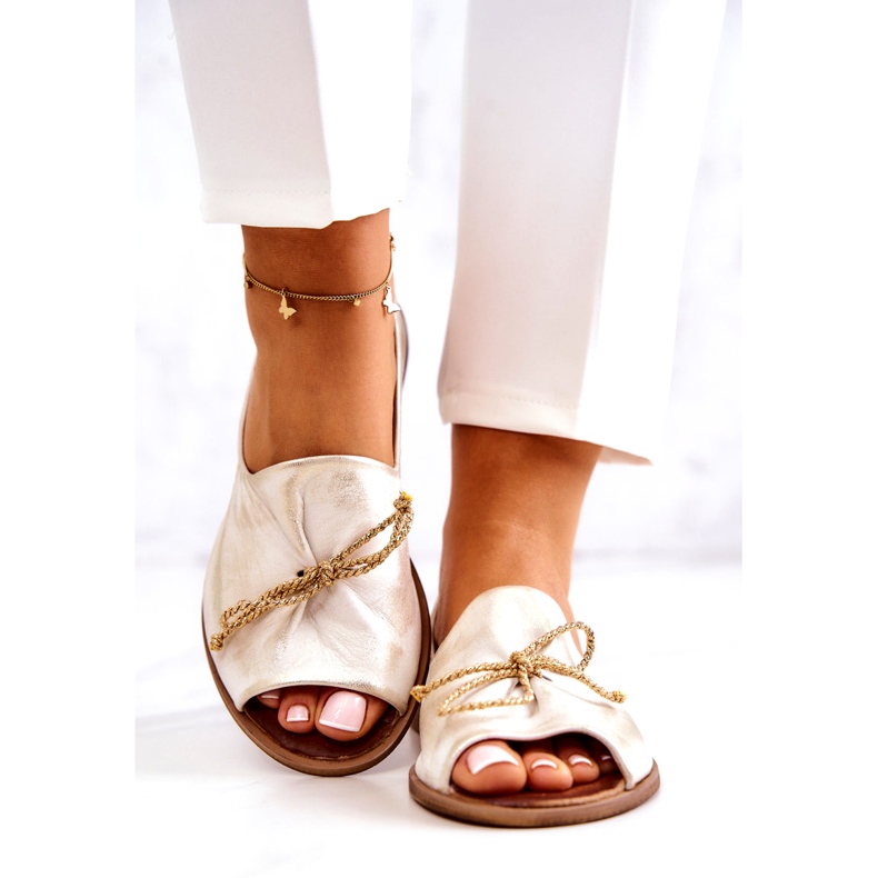 Női bőr balerinas Zazoo 2660/004 fehér és arany 3