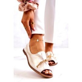 Női bőr balerinas Zazoo 2660/004 fehér és arany 1