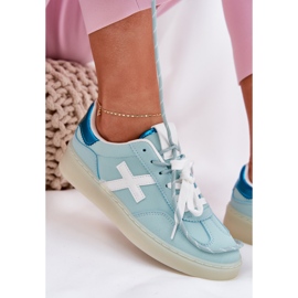 Alacsony női sportcipő menta leopárd nyomtatással kék 2