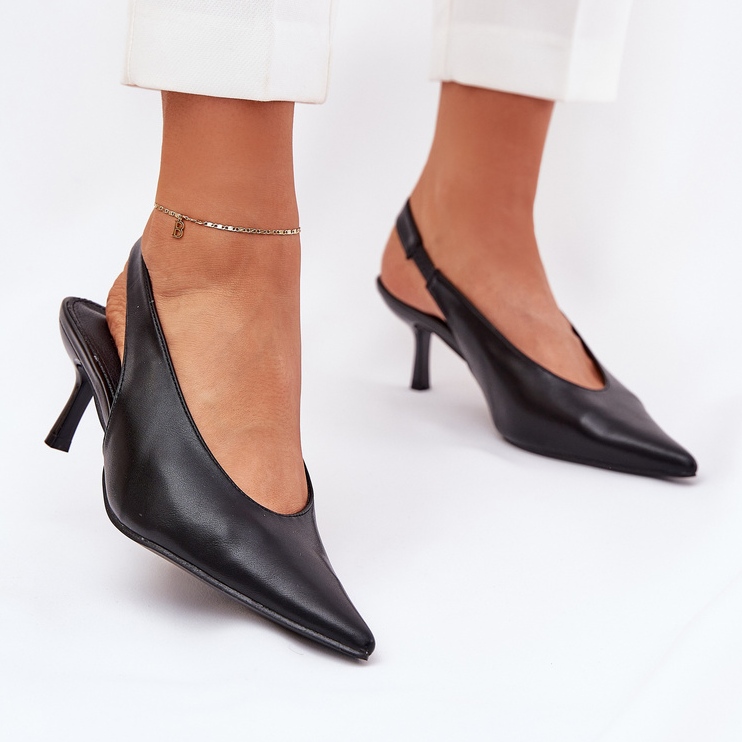 Magas sarkú, kültéri öko bőr sarokkal fekete 2