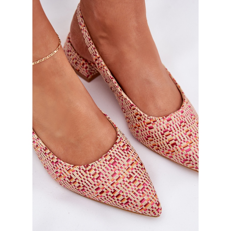 Női fonott szandál finom, magas sarkú multicolorral sokszínű 2