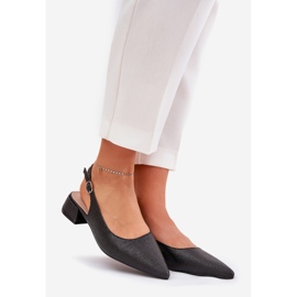 Női fonott szandál finom sarokfekete 1