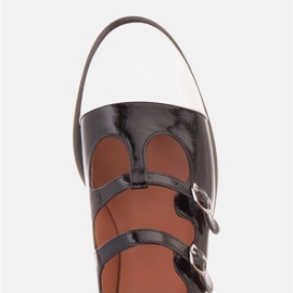 Marco Shoes Festett női balerinák fehér lábujjjal fekete 1