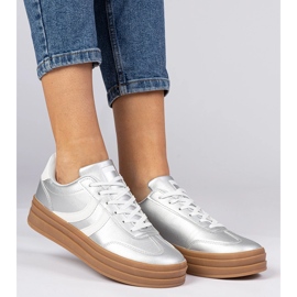 Ezüst cipők női sport cipők a platformon 1