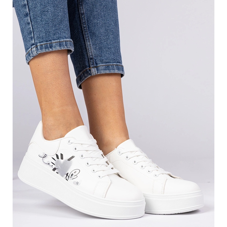 Fehér cipők női sport cipők nyomtatással 1