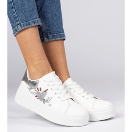 Fehér és ezüst cipők női sport cipők nyomtatással 2