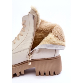 Lemar Női bőr bőr csizma krémcsizma pular fehér 2