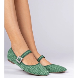 Zöld női ballerinák csatával és kristályokkal 1