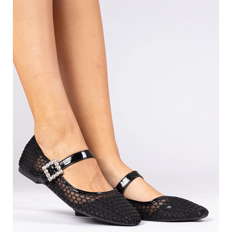 Fekete háló ballerinák bilincskel és kristálytal 1
