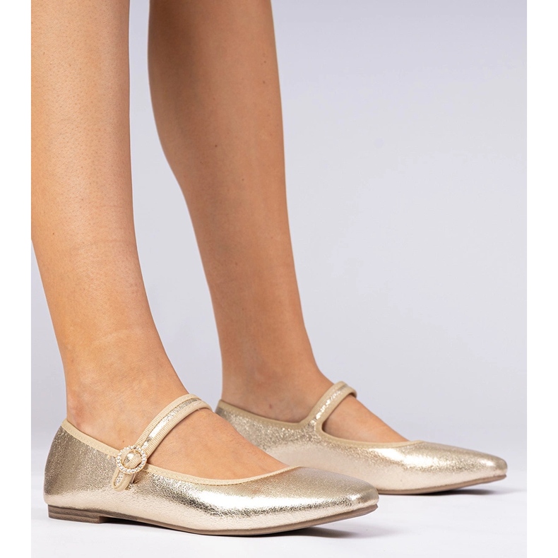 Arany női balerinák cirkonokkal aranysárga 1