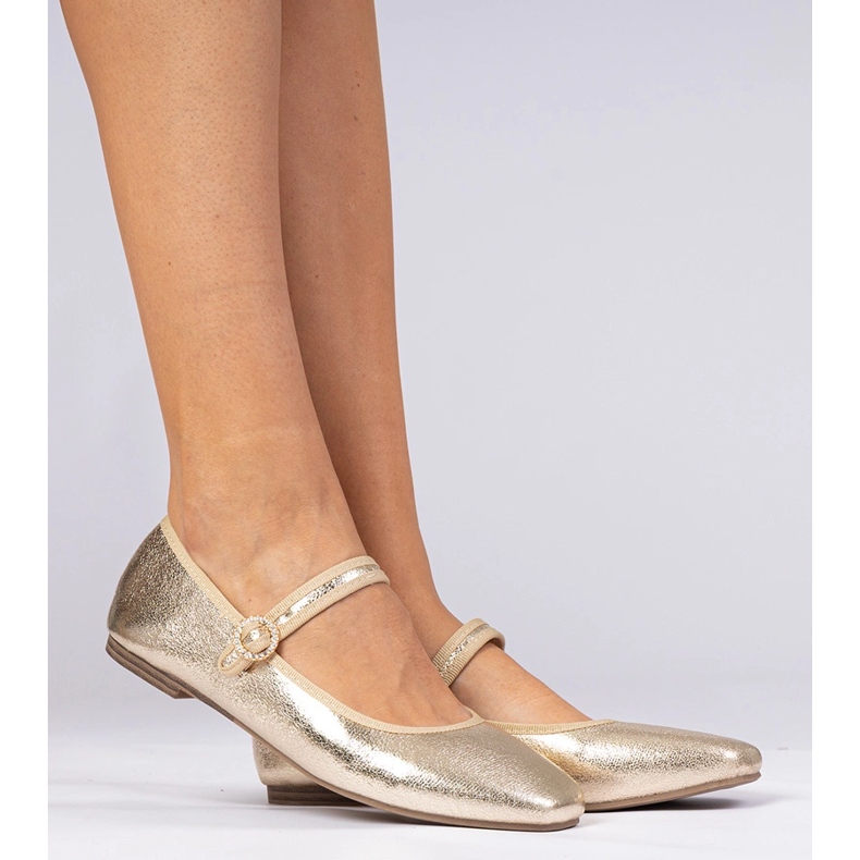 Arany női balerinák cirkonokkal aranysárga 2