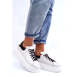 Lemar Női bőr sportcipő a fehér platformon 1