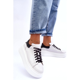 Lemar Női bőr sportcipő a fehér platformon 2